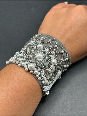 Mignonne Gavigan Faux Pearl, Sequined Beaded Silk Wrap Bracelet